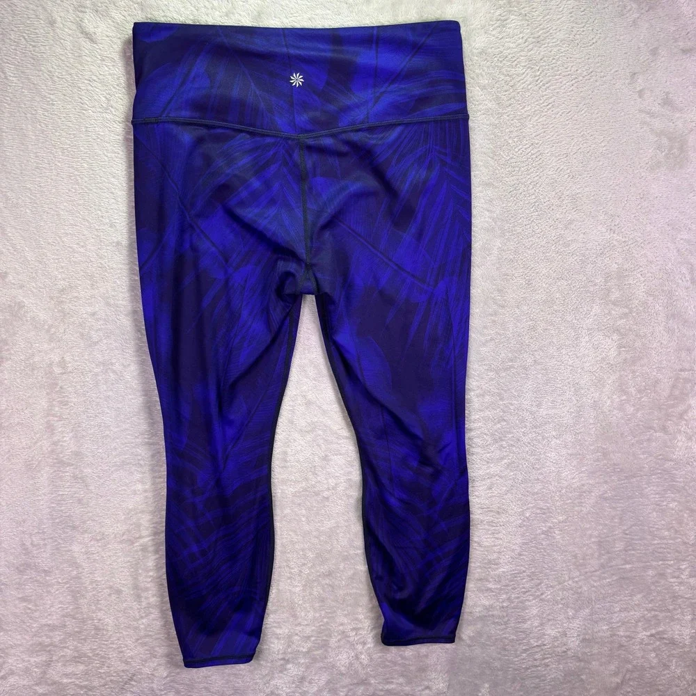 Athleta Women Leggings‎ MP Purple Tropical Palm Print High Rise Crop 209943